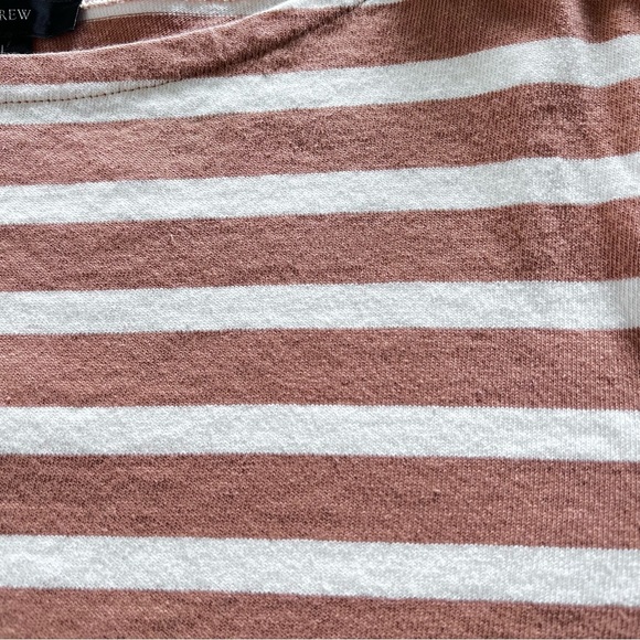 J Crew Basic Boat Neck Preppy Stripe 3/4 Cotton Tee in Tan and White size Large - Picture 8 of 12